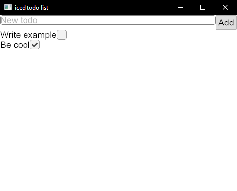 our sample iced application, showing a todo list