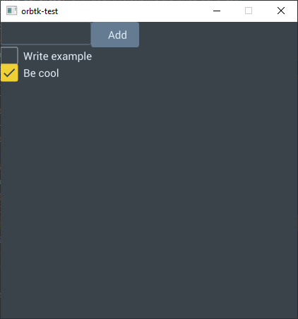 our sample orbtk application, showing a todo list