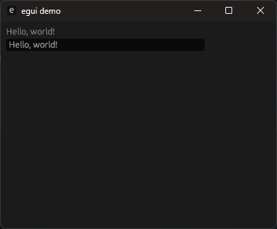 a screenshot of a text label and a text field both saying Hello, world!
