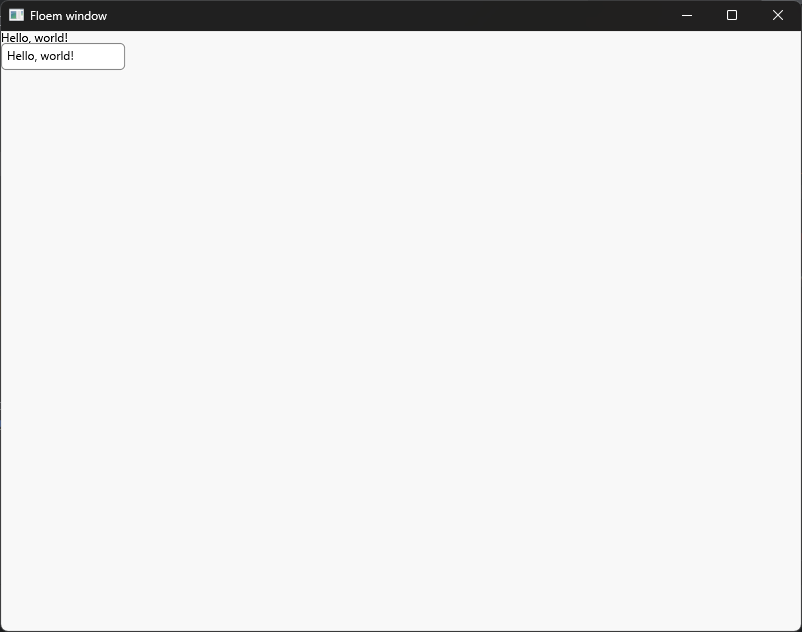 a screenshot of a text label and a text field both saying Hello, world!