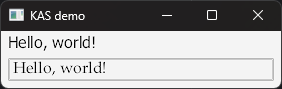 a screenshot of a text label and a text field both saying Hello, world!