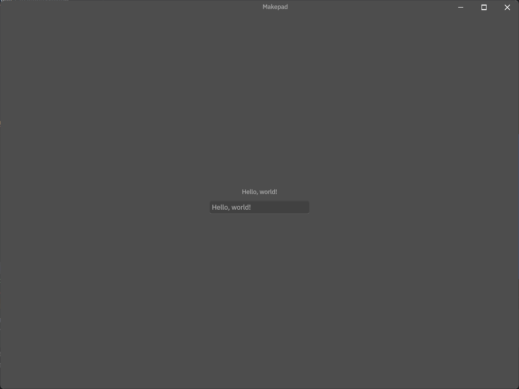 a screenshot of a text label and a text field both saying Hello, world!