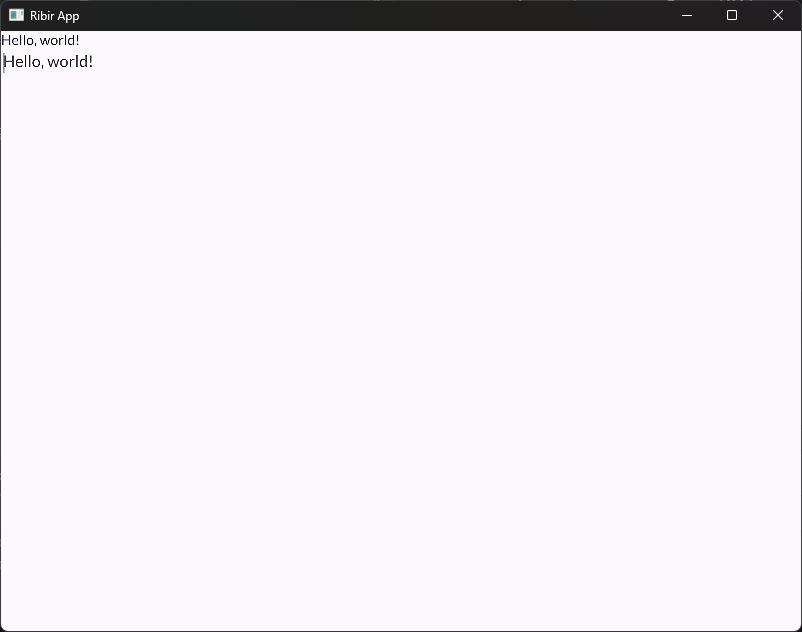 a screenshot of a text label and a text field both saying Hello, world!