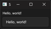 a screenshot of a text label and a text field both saying Hello, world!