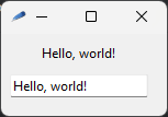 a screenshot of a text label and a text field both saying Hello, world!