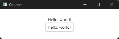 a screenshot of a text label and a text field both saying Hello, world!